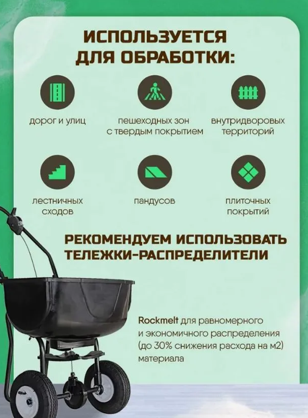 Противогололёдный материал Rockmelt GREEN SG, твёрдый, 20 кг
