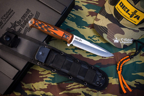 Тактический нож Delta AUS-8 StoneWash Black-Orange G10