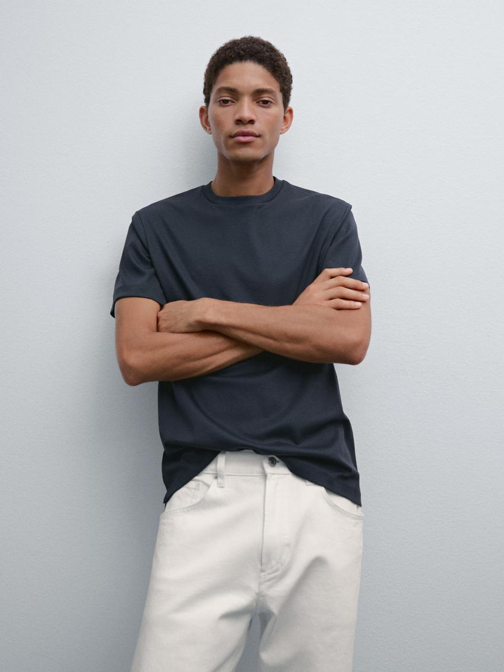 Massimo Dutti Футболка из 100% хлопка, синий