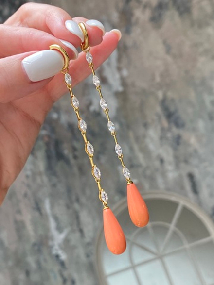 Серьги Ermolov длинные оранж в позолоте