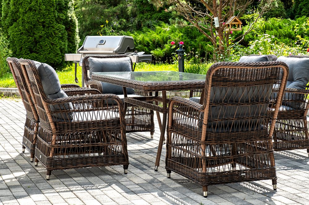 "Цесена" обеденная группа плетеная из искусственного ротанга, цвет коричневый