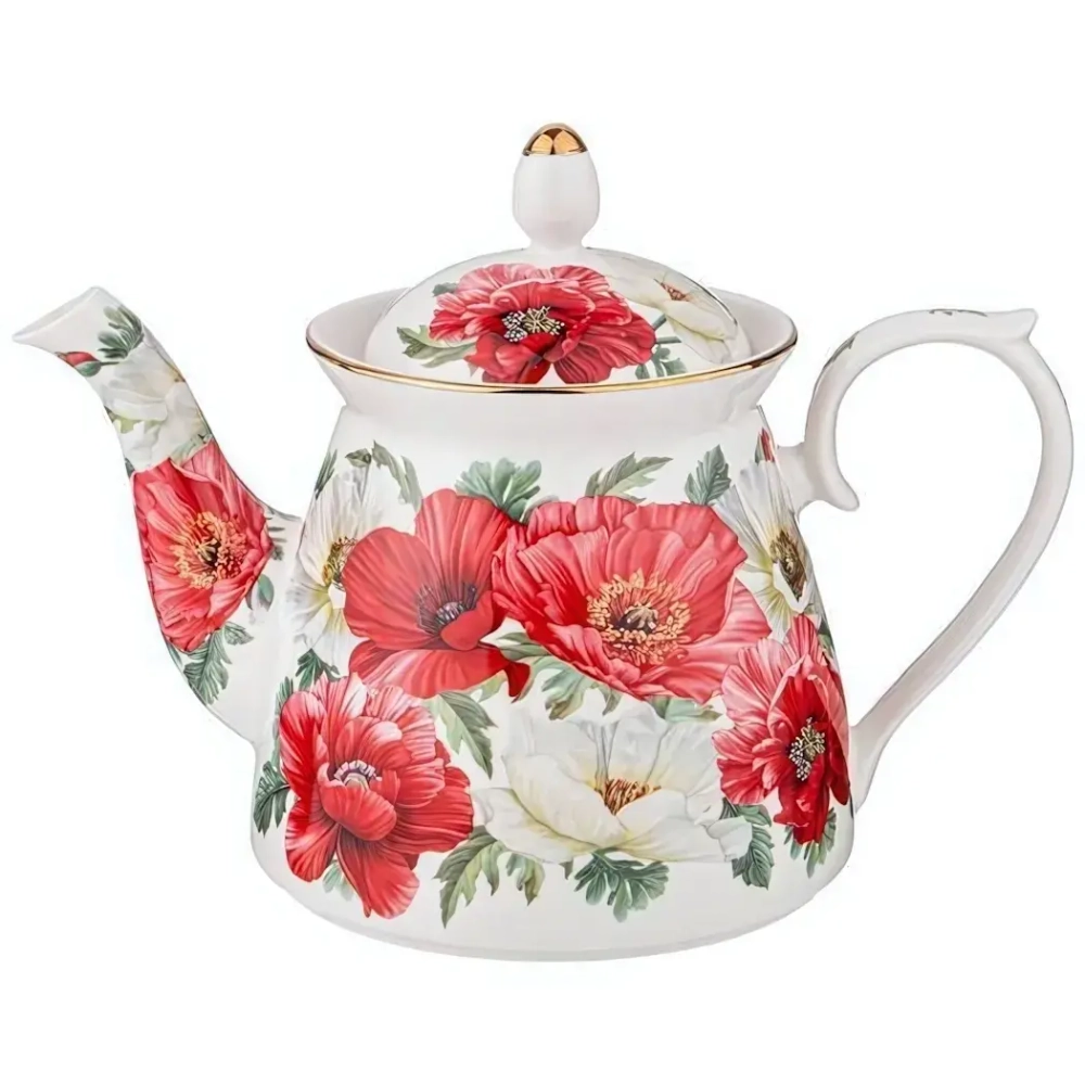 Чайник заварочный фарфоровый 1000мл «Маки»