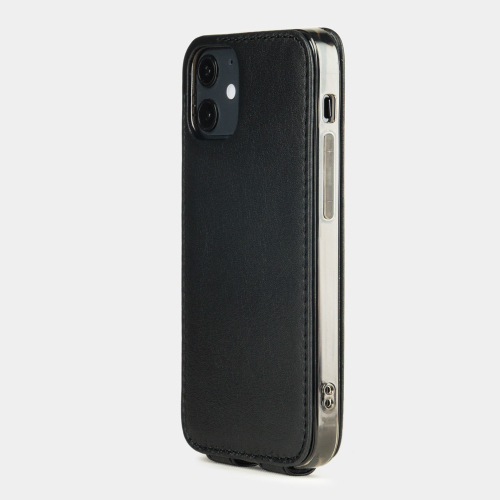 Чехол для iPhone 12 Mini из натуральной кожи теленка, черного цвета