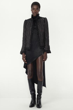 ZARA КОМБИНИРОВАННЫЙ ЖАКЕТ С ШЕРСТЬЮ — THE ITEM ZARA WOMAN, ЧЕРНЫЙ