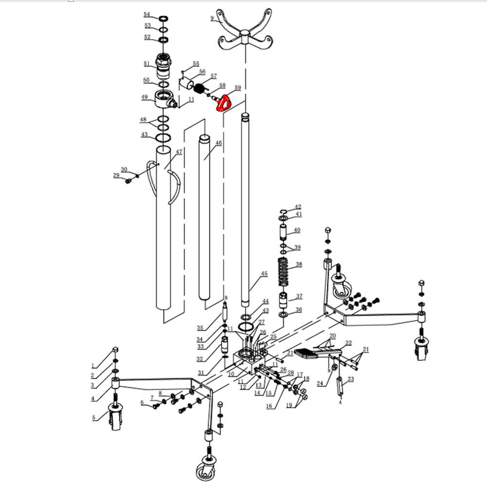 Ручка сброса давления (Release wheel assy п.59) HJ0303.5005, HJ0303.7016