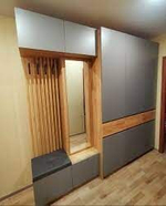 Прихожая с зеркалом комплект мебели Дуб Крафт Золотой/Серый Шифер, Бостон, 250х51х236 см Стиль