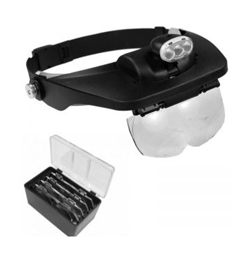 Лупа Kromatech налобная 1,2/1,8/2,5/3,5x, с подсветкой (3 LED) MG81001-E