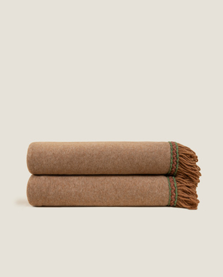 Плед 160х200 Frati Home Soft Bamboo Biscotto желто-коричневый с тесьмой Matisse