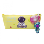 Пенал - косметичка Alingar, ПВХ, молния, 80 х 200 мм, брелок-космонавт, "Space background", микс (персик,голуб,желт,фиолет), космонавт