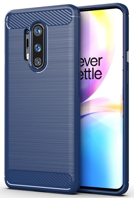 Темно-синий защитный чехол на OnePlus 8 Pro, серии Carbon (карбон дизайн) от Caseport