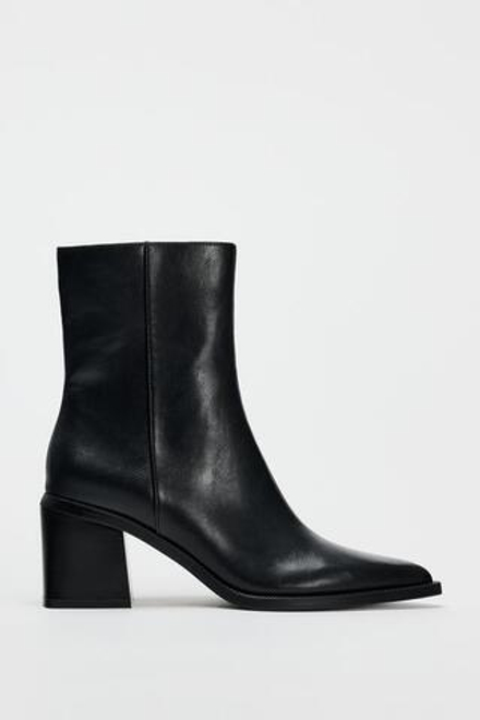ZARA БОТИЛЬОНЫ НА ШИРОКОМ КАБЛУКЕ, ЧЕРНЫЙ