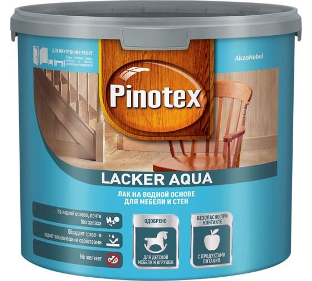 Лак для дерева на водной основе колеруемый Pinotex Lacker Aqua 10 матовый 2,7 л
