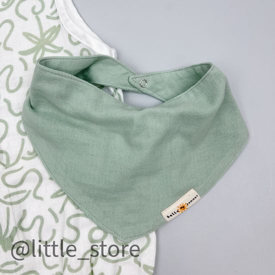 Песочник муслиновый Оливковый, с нагрудником