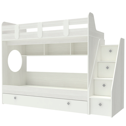 Кровать двухъярусная КарИВи Фортуна-3 Белое Дерево Белый