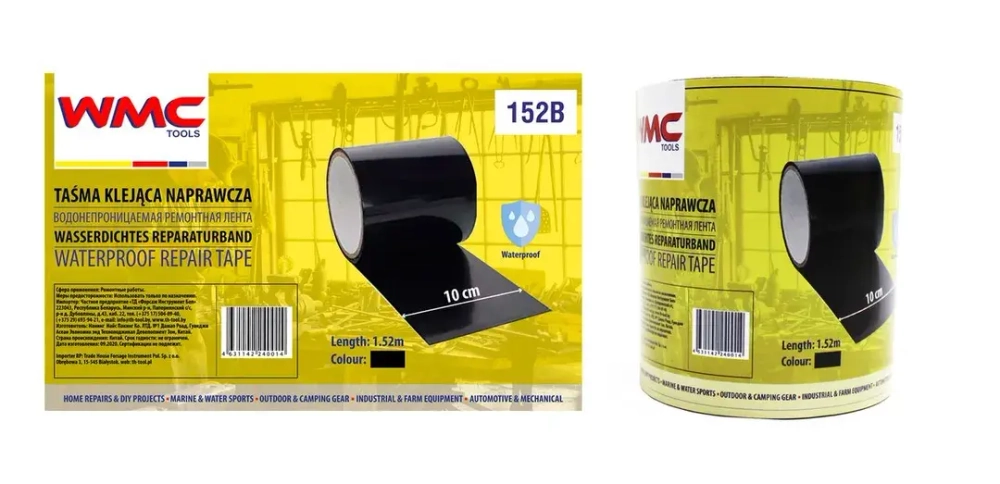 Лента водонепроницаемая ремонтная ПВХ 10смх1.52м (черная) WMC TOOLS WMC-152B