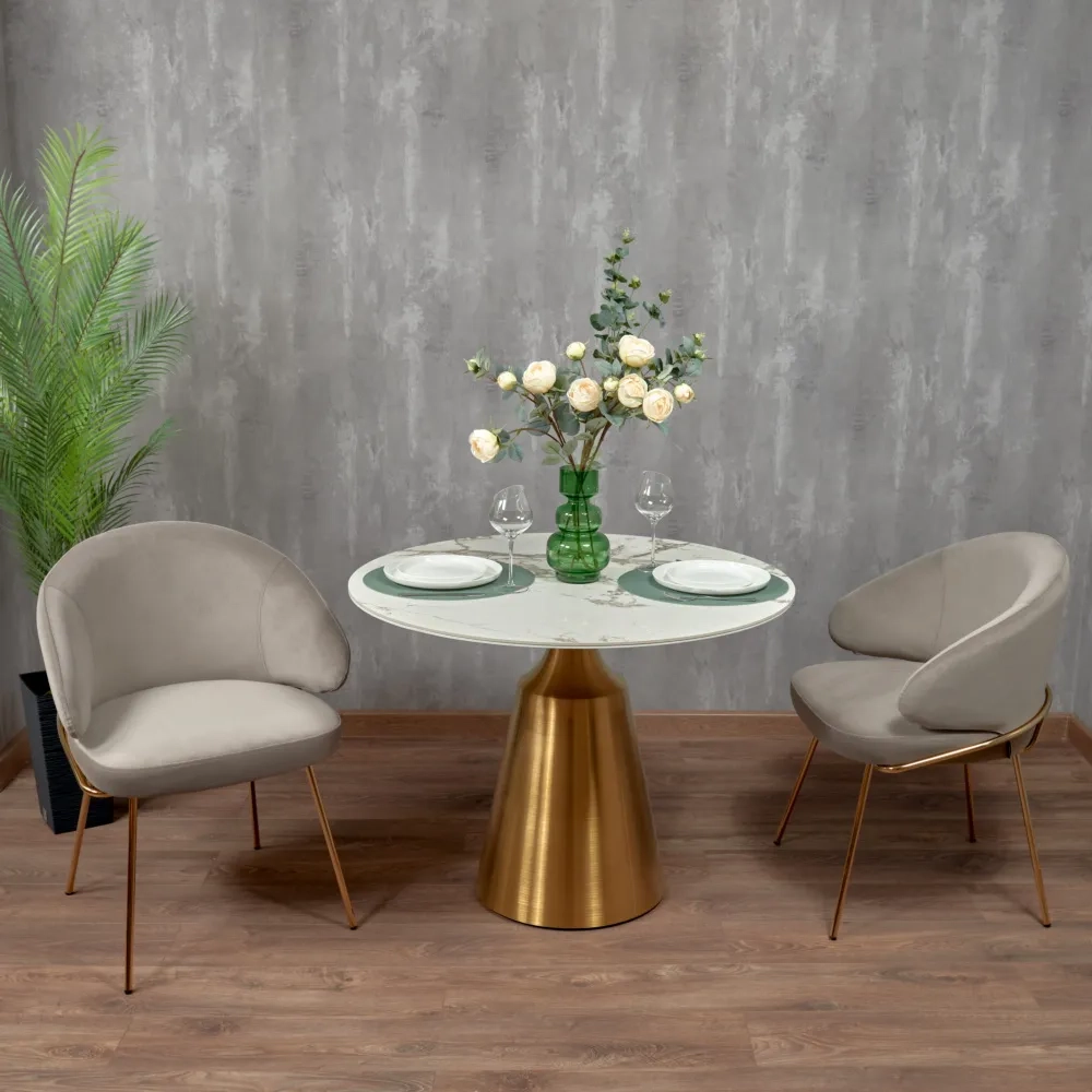 Стул-полукресло Bradex Home Emil латте с золотыми ножками