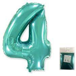 Шар (40""/102 см) Цифра, 4, Тиффани, 1 шт.