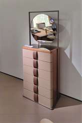 Комод с зеркалом 4542, 185х75 см, экокожа, шпон ореха