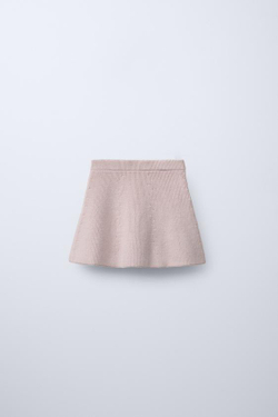 ZARA ТРИКОТАЖНАЯ ЮБКА, ПУДРОВО-РОЗОВЫЙ