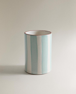 ZARA HOME СТАКАН ДЛЯ ЗУБНЫХ ЩЕТОК ИЗ КЕРАМИКИ В ПОЛОСКУ, СИНИЙ