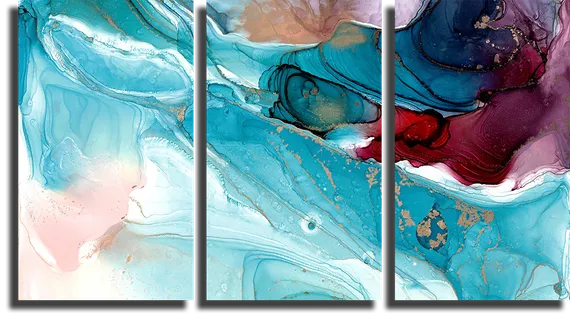 Модульная картина "Искусство алкогольными чернилами"