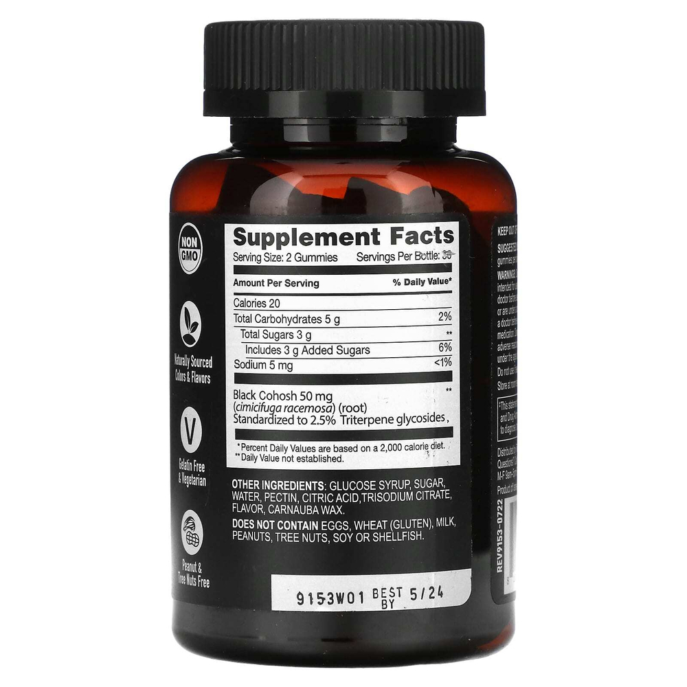 YumVs, Strong Earth, жевательные мармеладки, корень черного кохоша, персик, 60 жевательных таблеток