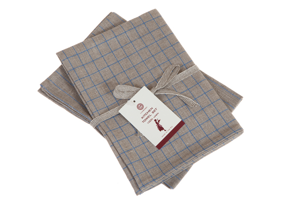 Набор полотенец 2 шт Luxberry Timeless maxi натуральный/синий Литва