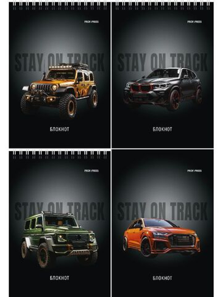 Блокнот А6  40л гребень "Автомобили - 14" клетка