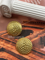 Серьги золотистые круглые рельефные
