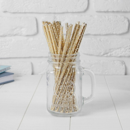 Трубочки для коктейля "Конфетти" набор 25 шт, цвет золото, 4657107