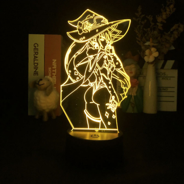 Акриловый светильник на черной подставке "Genshin Impact / Геншин - Мона"