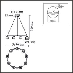 8254/9 COMFI LN26 246 белый металл Светильник подвесной LED GX53 8*7W 220V LUAZANA