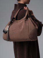 Замшевая сумка Vasilisa DBR 31210 серо-коричневый/велюр