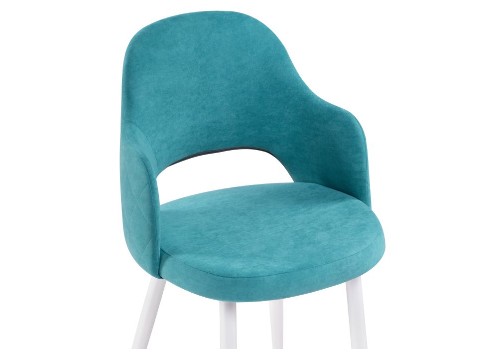Стул на металлокаркасе Гутрид ромбы сзади белый / бирюзовый