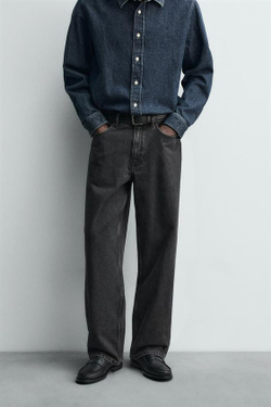 ZARA ДЖИНСЫ BAGGY FIT, ЧЕРНЫЙ