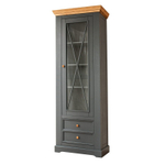 Шкаф для посуды «Форест» узкий 1 дверь 2 ящика серый 7012/бейц-масло