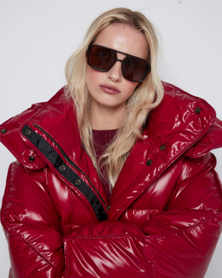 Пуховик со съемным капюшоном из нейлона Монклер вишня