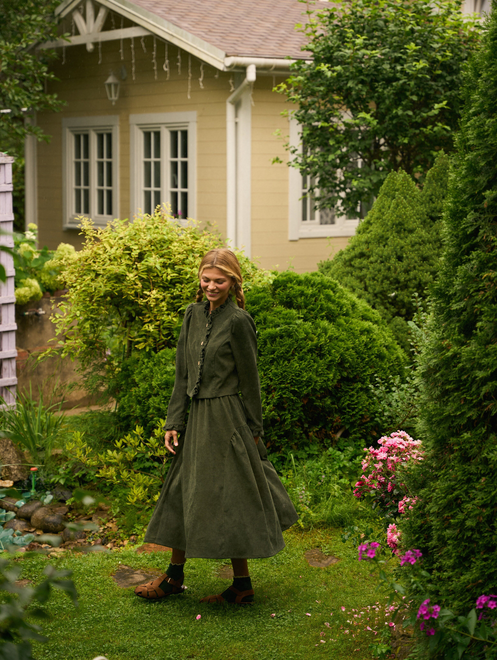 Юбка бохо вельветовая миди