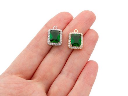 Кулон с зеленым кристаллом, 15,5мм