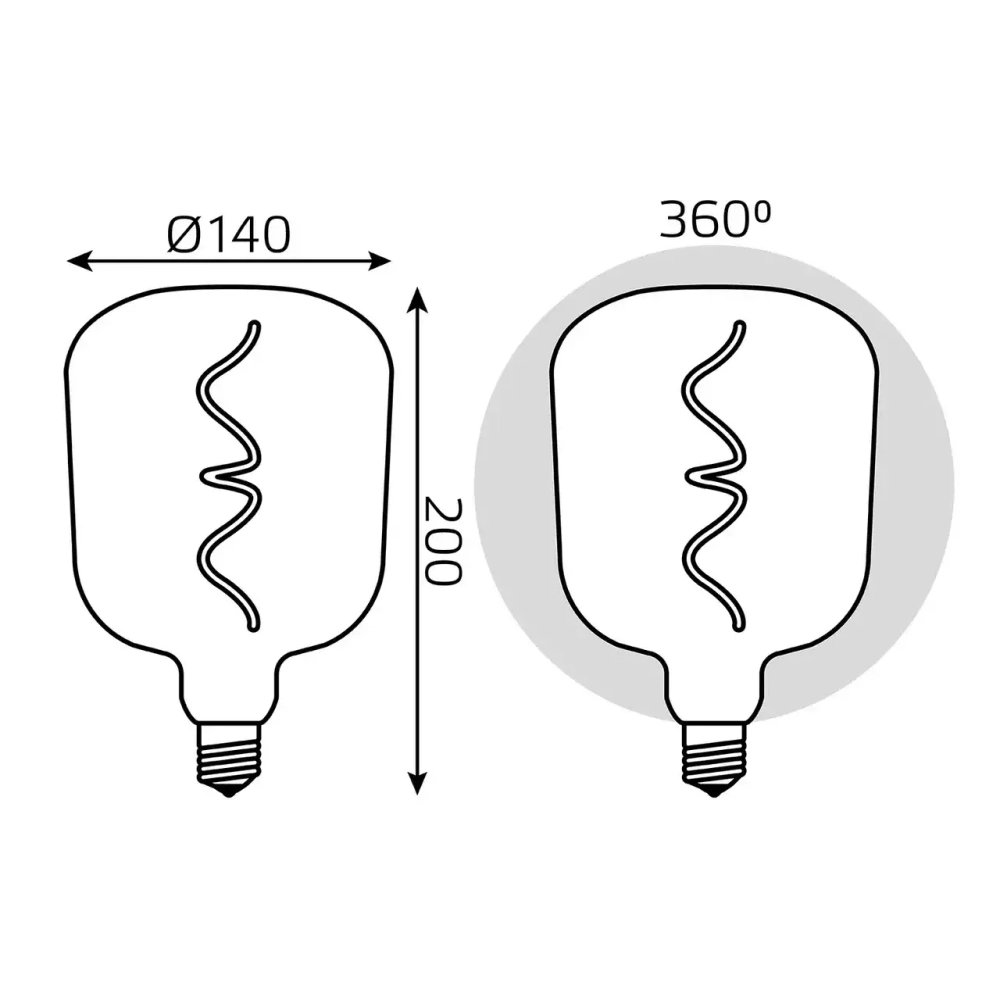 Лампа Gauss LED Filament V140 5W 200lm 1800К Е27 black-clear flexible 1008802105