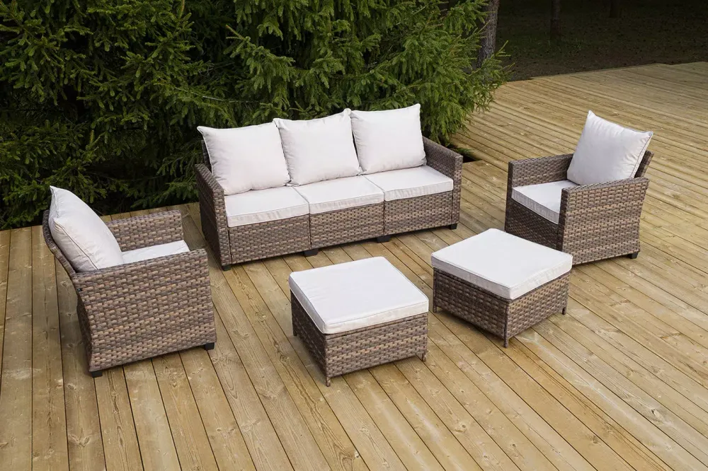 "Бостон" лаунж-зона из искусственного ротанга, цвет соломенный