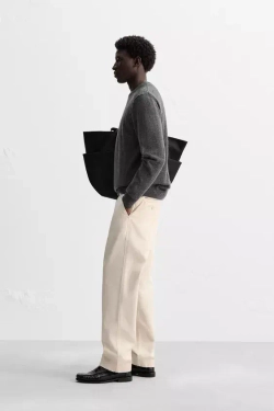 ZARA СВИТЕР ИЗ 100% КАШЕМИРА, СЕРЫЙ С МЕЛАНЖЕВЫМ ЭФФЕКТОМ