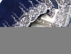 Вышивка на сетке, ПРАВАЯ, 20 см, темно-синий/розовые бантики, (Артикул: VS-1027), м