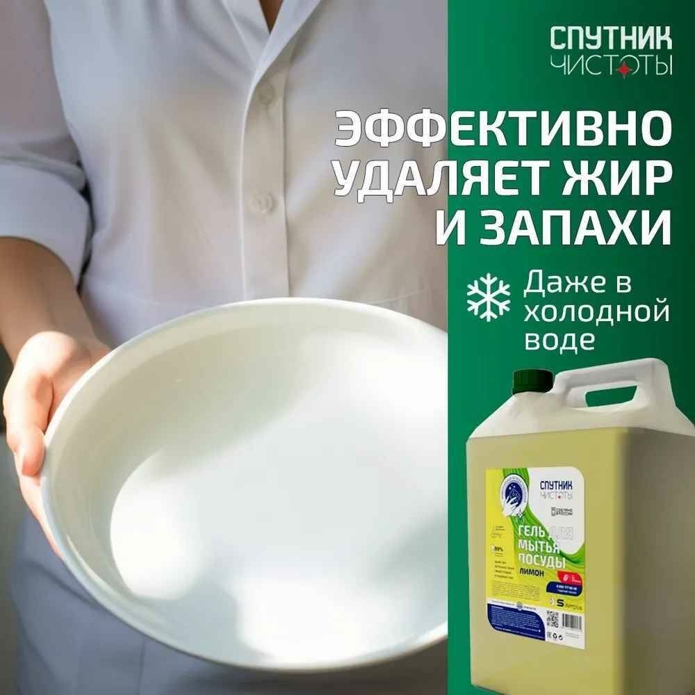 Гель для мытья посуды Спутник чистоты Лимон канистра 5 л, 2 шт