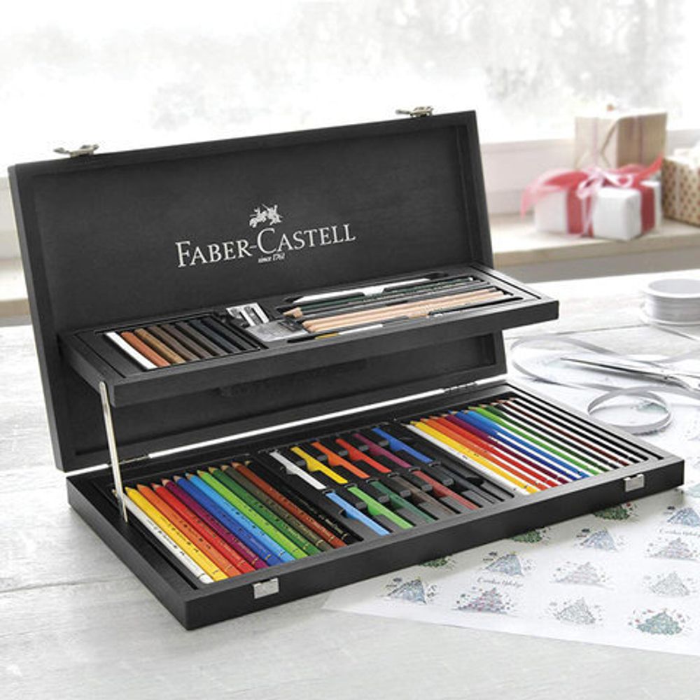 Набор художественный FABER-CASTELL "Art & Graphic Compendium", 54 предмета, деревянный ящик, 110088
