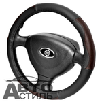 Оплетка на руль круглая Coolpart MAXIMAL (38*38) НАТУР КОЖА черный/шоколад HT114-BLCH