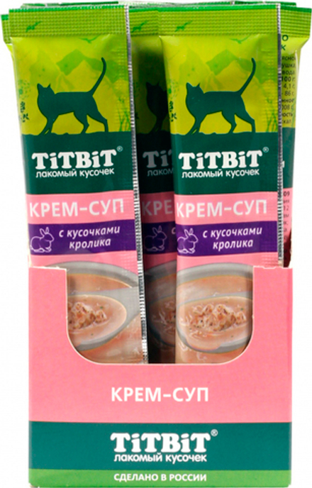 Tit Bit Крем-суп для кошек с кусочками кролика 10 г