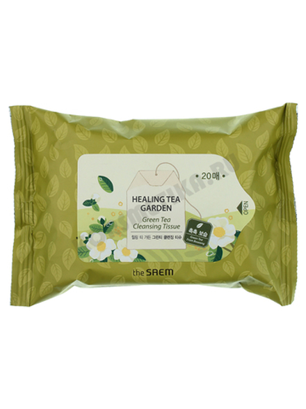 The Saem Очищающие салфетки с экстрактом зеленого чая Healing Tea Garden Green Tea Cleansing Tissue 20шт