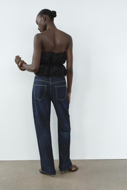 ZARA ОБЪЕМНЫЙ ЭЛАСТИЧНЫЙ ТОП-БАНДО, ЧЕРНЫЙ