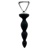 Черная анальная цепочка 20,1см Adrien Lastic Silicone Anal Plug Metal Handle Arrow II Size M